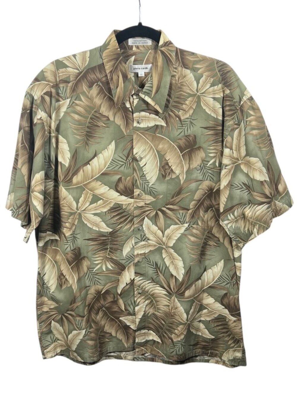 Pierre Cardin Shirt Mens Large Casual Button Down Short Sleeve Hawaiian Beach